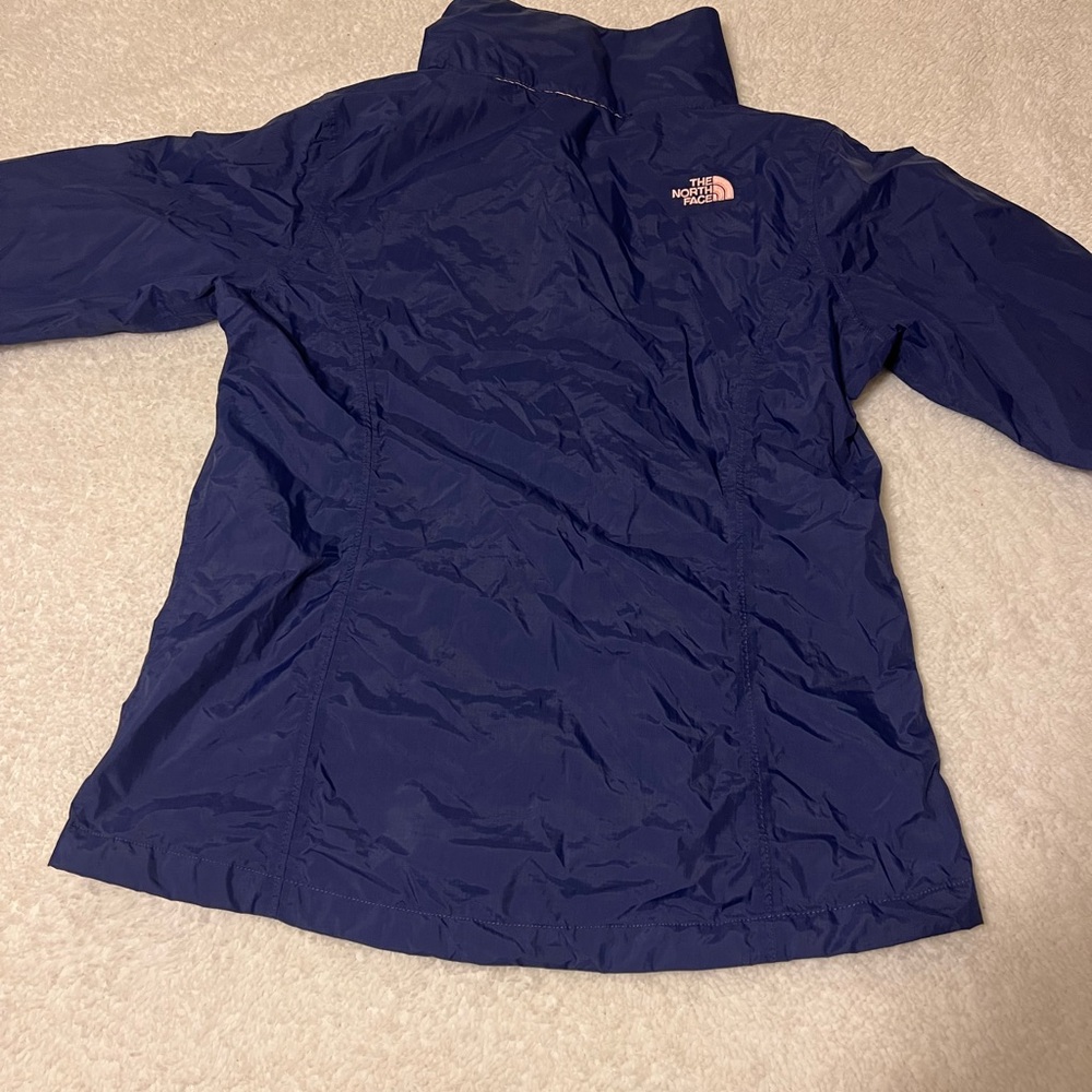 The North Face Blue Jacket with Pink Logo - Picture 3 of 4